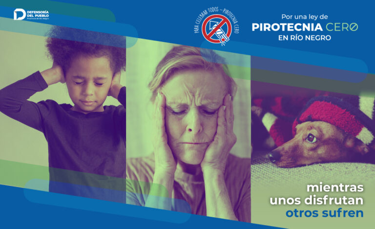 personas tapandose los oidos y un perro escondido de fuegos artificiales