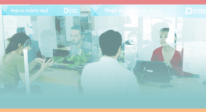 Imagen ilustratica de personas siendo atendidas en mostrador de la defensoría